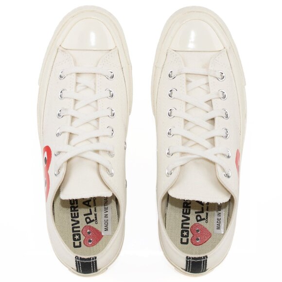 Converse x CDG Play Chuck Taylor Low White Red Heart M 6 W 8 - Picture 7 of 12